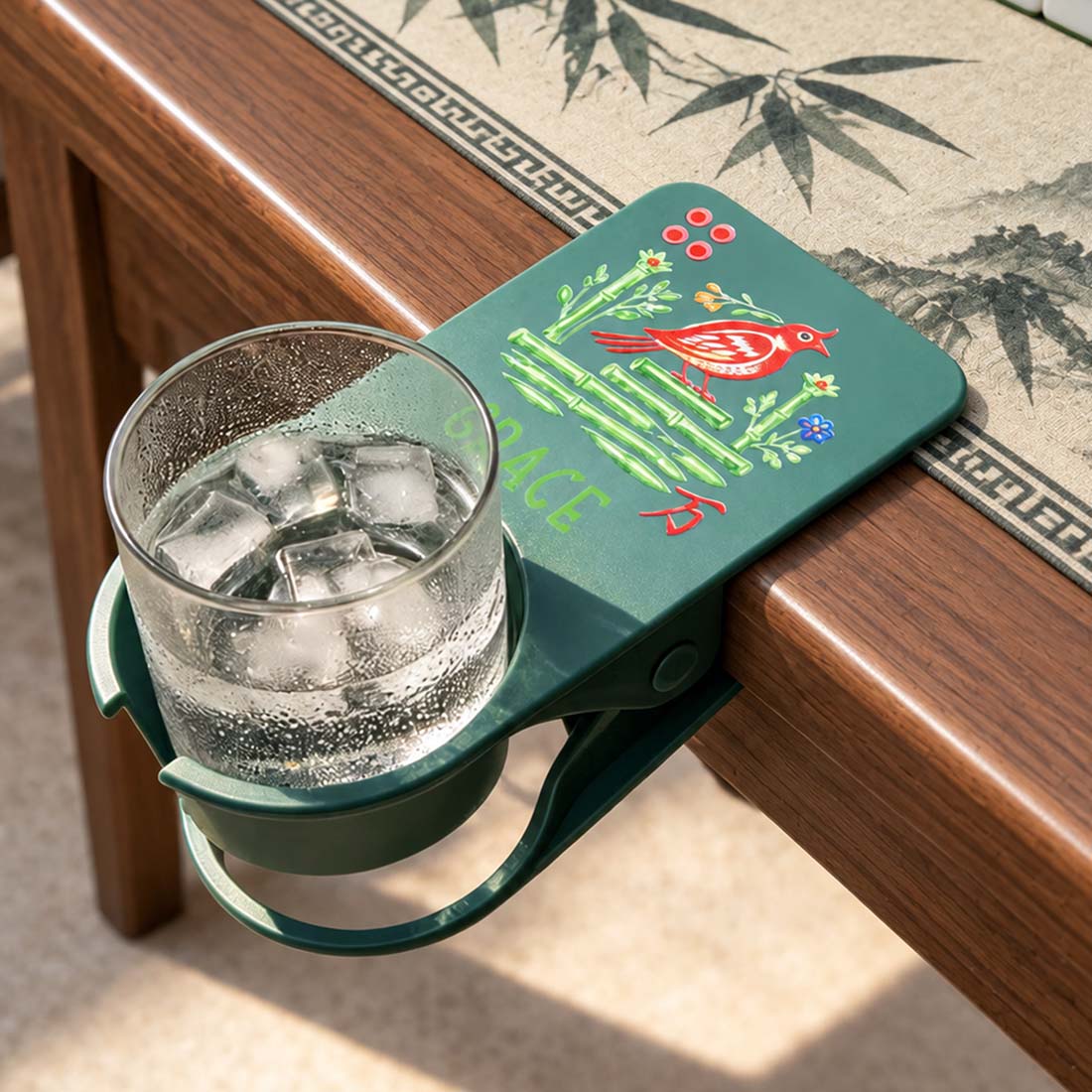 Personalized Mahjong Bird Card Design Table Drink Holder with Name Home Decor