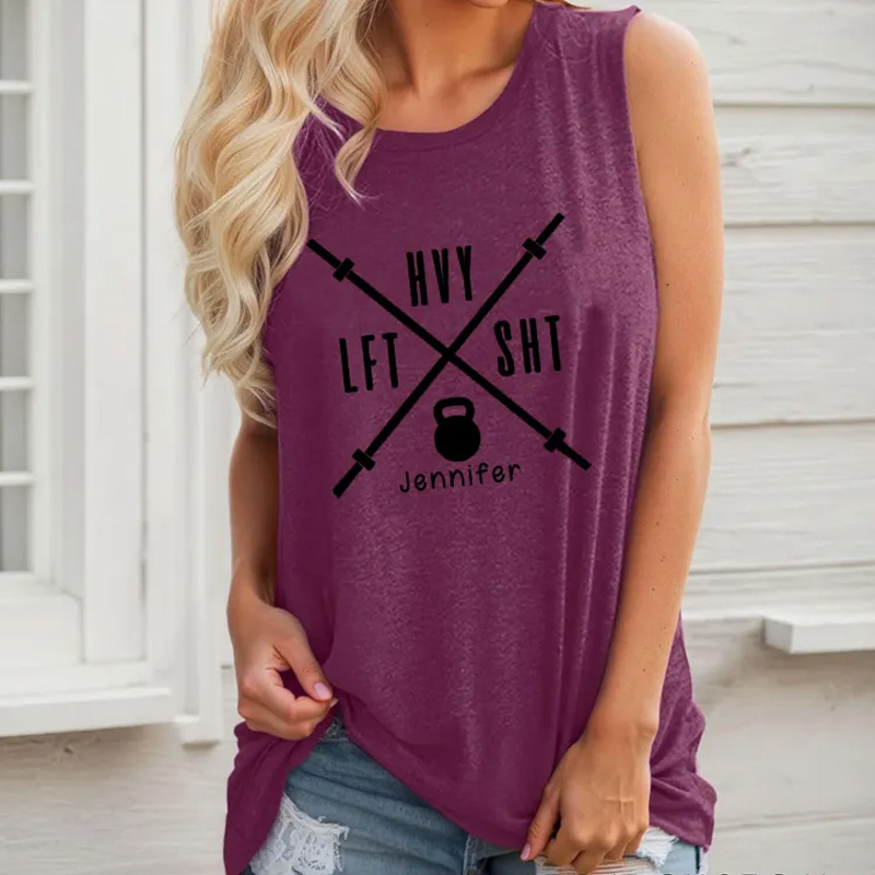 Personalized Lift Heavy Sht Cropped Gym Tank Tops Funny Workout Crop Top for Women Minimalist Shirt for Weightlifting or Fitness Motivation Gym Lover