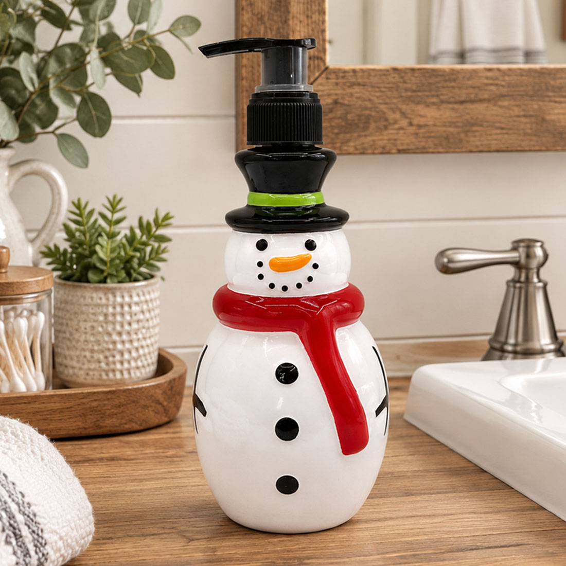 Christmas Snowman Santa Tree Soap Dispenser Holiday Hand Soap Pump Bottles