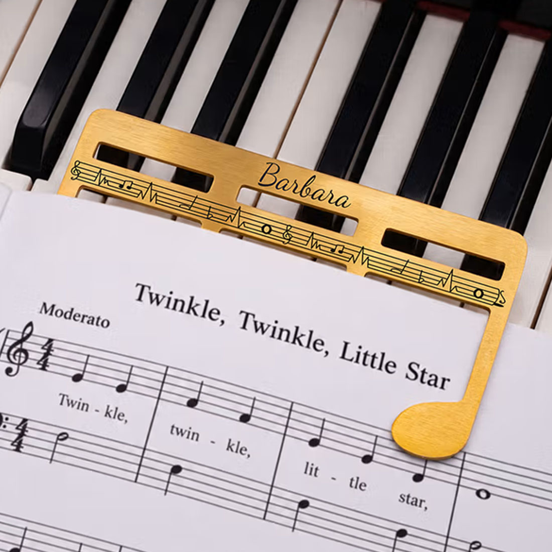 Personalized Classic Music Note Page Holder Bookmark with Engraving Text Read Accessory