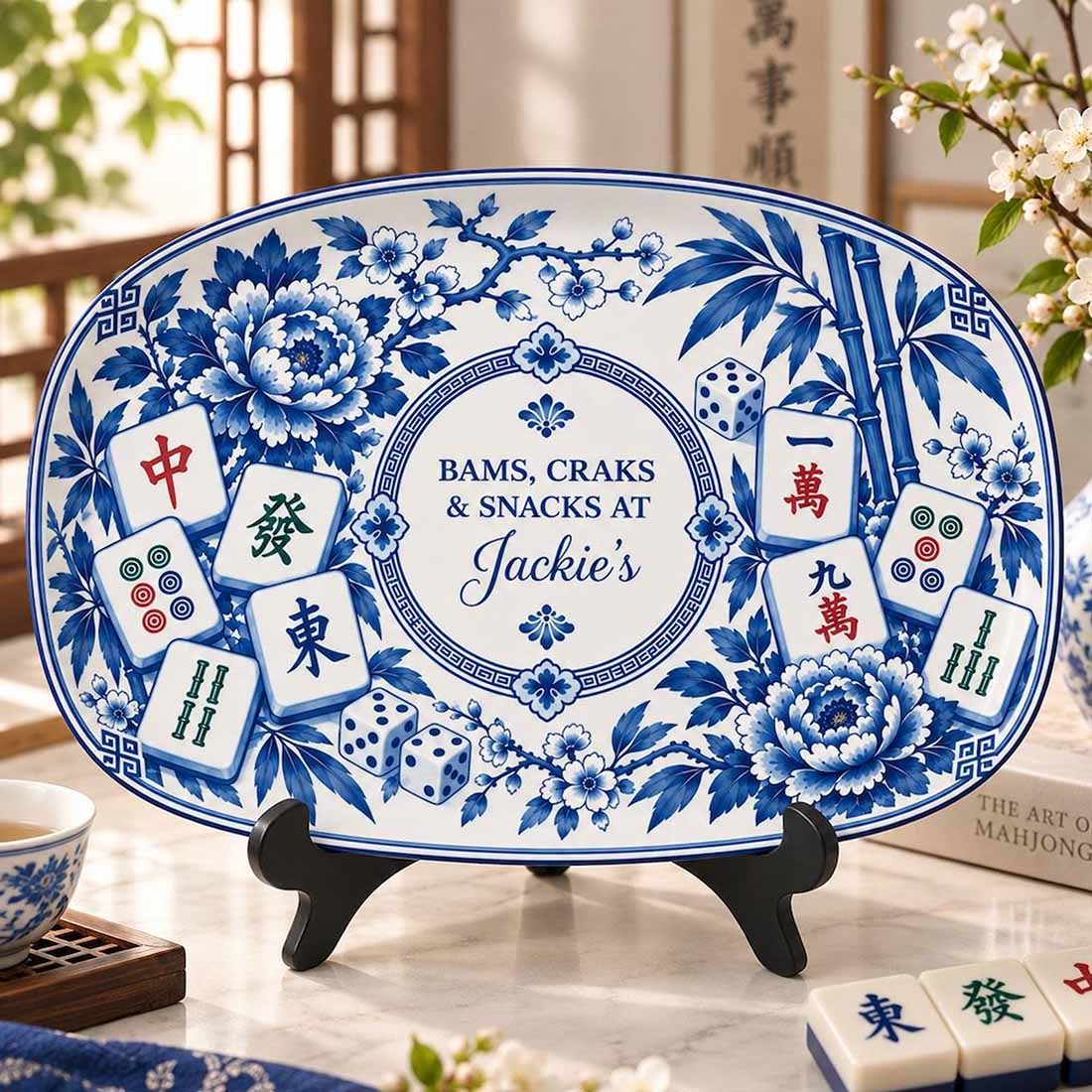 Personalized Mahjong Platter Custom Mahjong Dessert Plate Mahjong Serving Tray Mahjong Hostess Gift