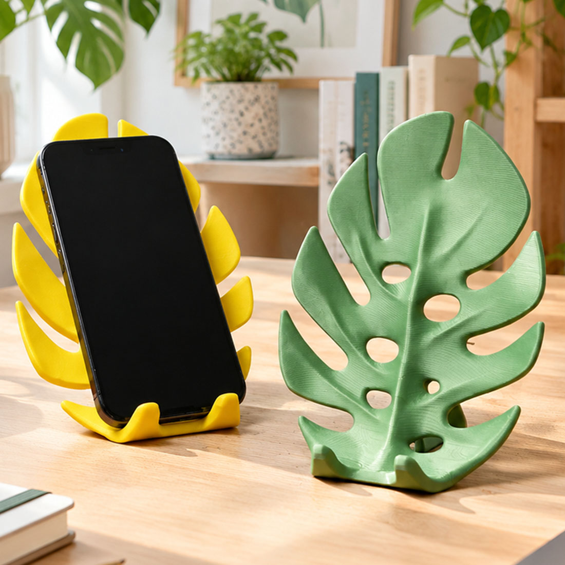 Monstera Leaf Phone Stand Tropical Plant Leaf Cell Phone Holder for Desk