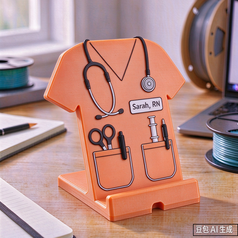 Personalized 3D Print Phone Holder Designed in The Shape of Medical Scrubs