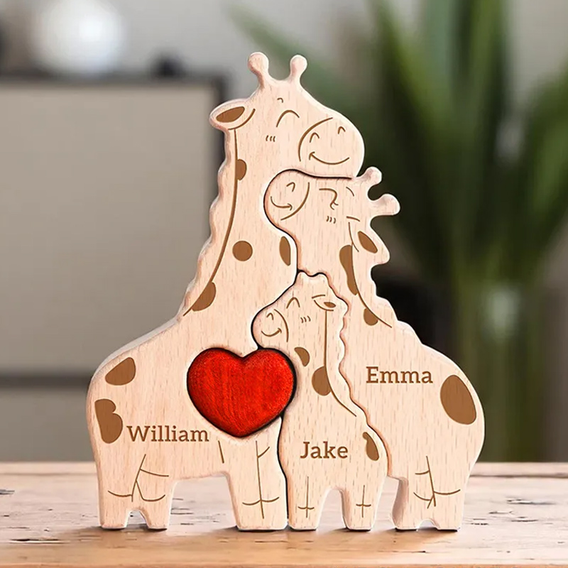 Personalized Wooden Giraffe Family Puzzle for Family Keepsake Gifts Gift for Family Mother's Day