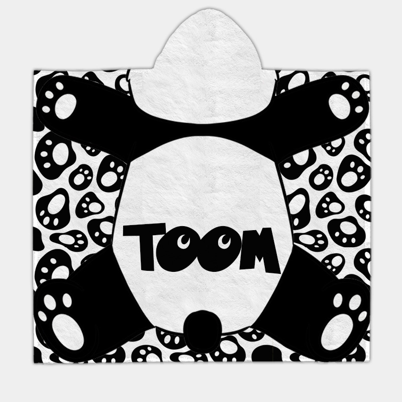 Personalized Adorable Panda Bear Hooded Blanket Custom Name Practical Fun Gift for Kids Indoor Outdoor
