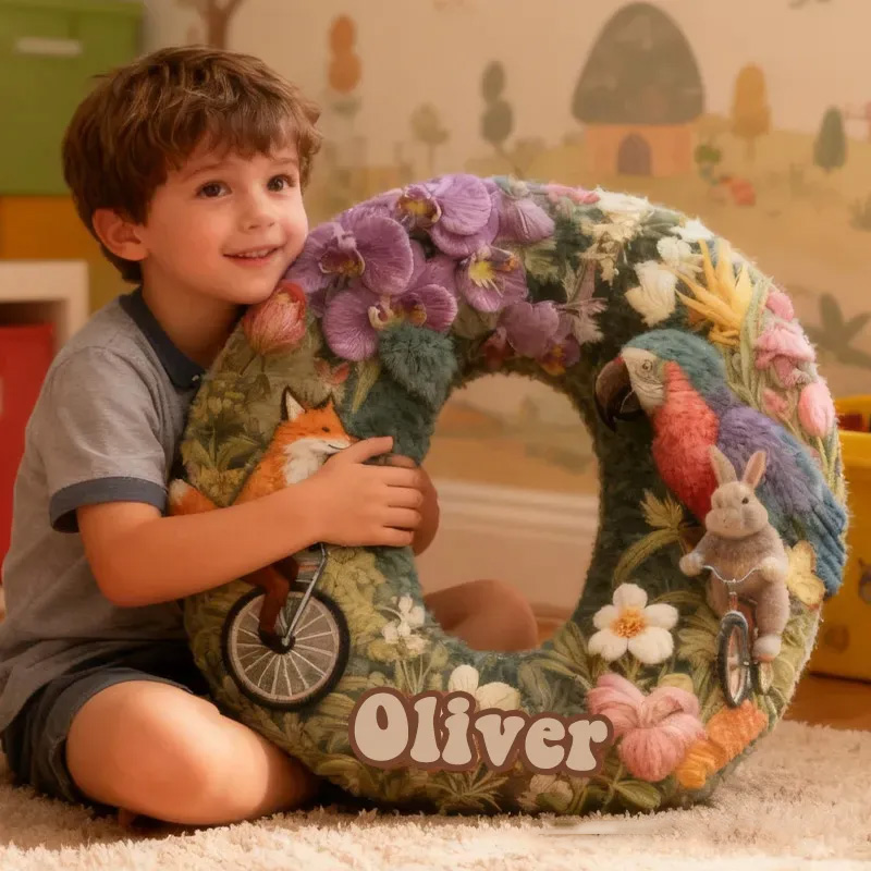 Personalized Forest Bicycle Letter Pillow Custom Name Festive Decor with Bicycle Christmas Gifts for Family Graphic 3D Print Cycling Riding Lovers