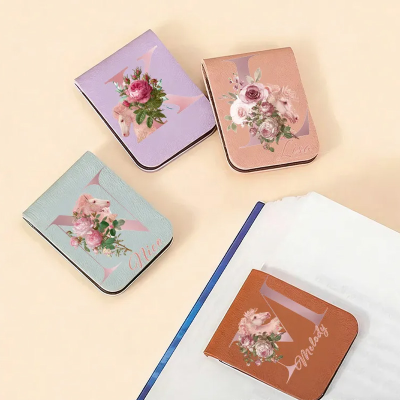 Personalized Initials Letter PU Leather Magnetic Bookmark Clip with Name Daily Use Birthday Gift for Book Lovers Riding Lovers Equestrian Lovers