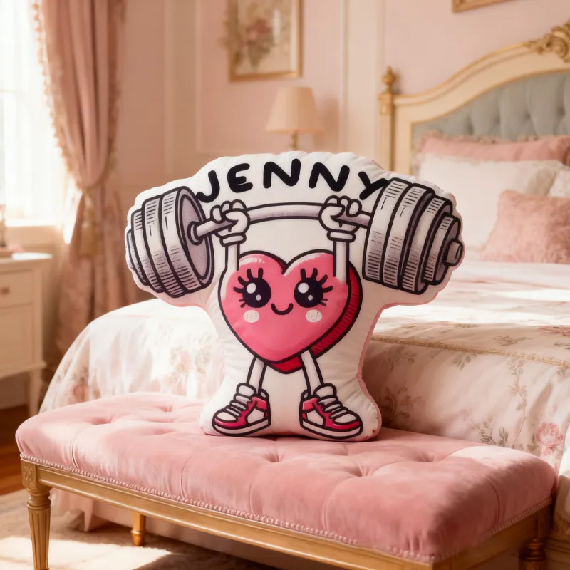 Personalized Fitness Heart Pillow Graphic 3D Print Trainer Fitness Planner Decoration Letter Pillow Exercise Sport Gym Sublimation Design Lift Heavy Shit Gym Rat Weightlifting Pillow for Kids Gym Lovers