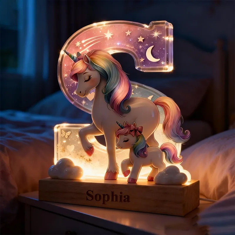 Personalized Horse LED Night Light Custom Graphic 3D Print 26 Letter Lamp for Room Decor Unique Birthday Gift for Girls Bedroom Decoration