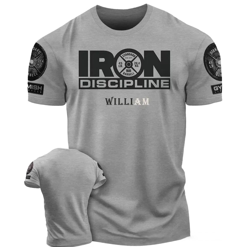 Personalized Gym Classic T-Shirt Iron Discipline Funny Workout Gym T-Shirt for Men for Fitness Enthusiasts Bodybuilders and Gym Lovers