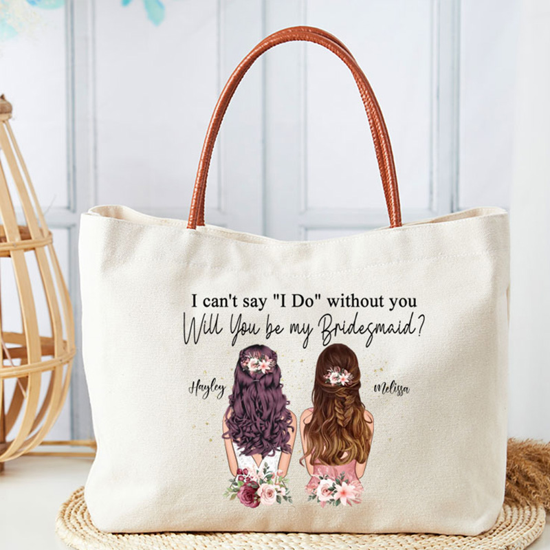 Personalized I Can't Say "Yes" without You Tote Bag For Bridesmaid Will You Be My Bridesmaid Tote Bag