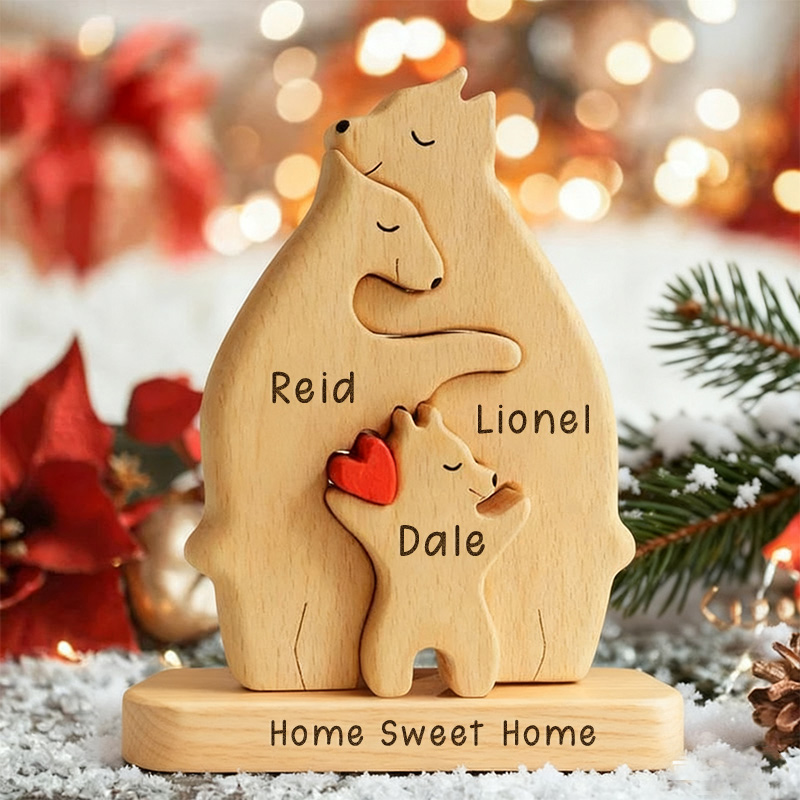Personalized Wooden Bear Family Puzzle Mothers Day Gift Family Christmas Gift Keepsake Family Ornament Gift for Parents Gift for Mum Housewarming Gift