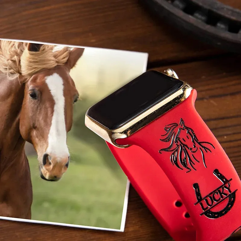 Personalized Horse Horseshoe Silicone Watch Band for Equestrian Riding Lovers