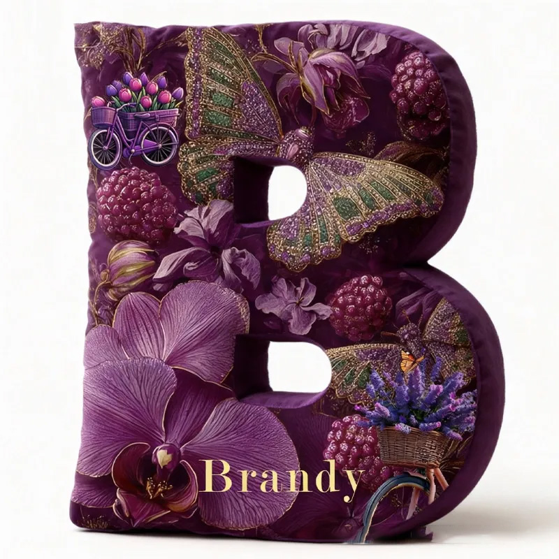 Personalized Butterfly Floral Bicycle Letter Pillow Custom Name Festive Decor with Bicycle French Countryside Gifts for Family Graphic 3D Print Cycling Riding Lovers