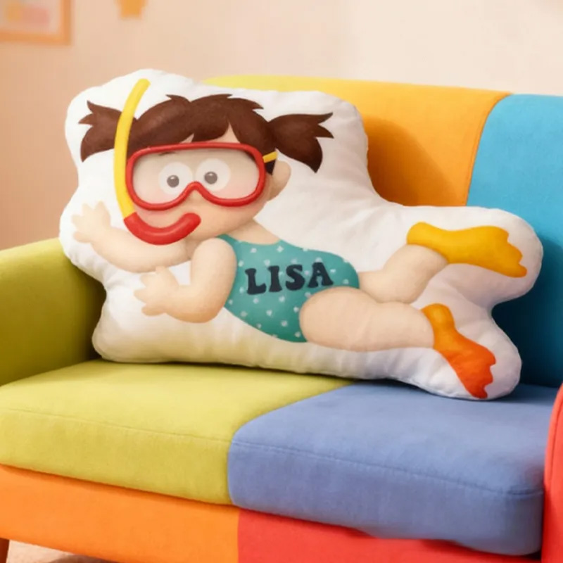 Personalized Diving Pillow Throw Pillow Graphic 3D Print Swimming Fitness Decoration Pillow Exercise Sport Pillow Female Swimmer Holiday Gift Custom Swim Pool Keepsake for Kids or Teens Swimming Lovers