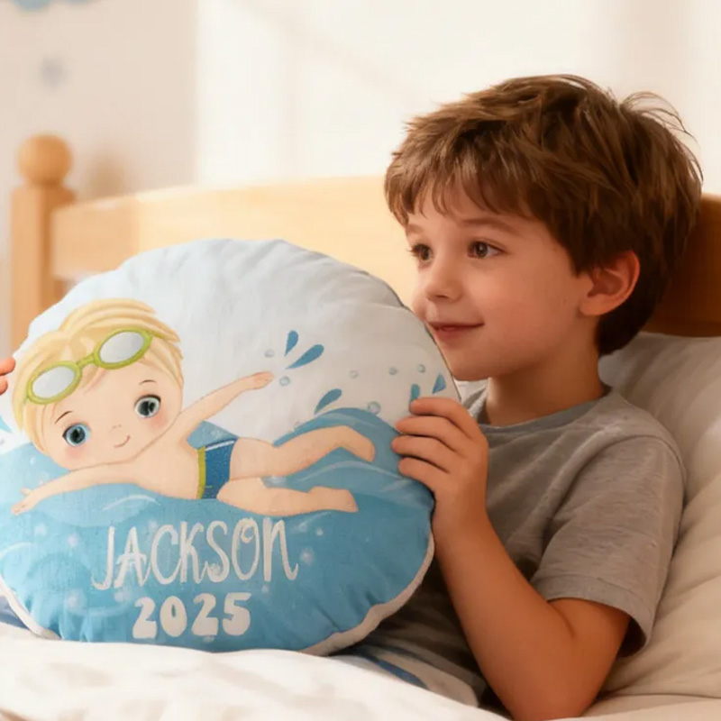 Personalized Boys Swimming Pillow Throw Pillow Graphic 3D Print Swimming Fitness Decoration Pillow Exercise Sport Pillow Female Swimmer Holiday Gift Custom Swim Pool Keepsake for Kids or Teens 