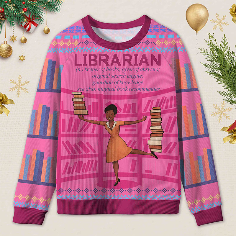 Personalized Book Lover's Dream Job Ugly Sweater Holiday Gift for Librarians