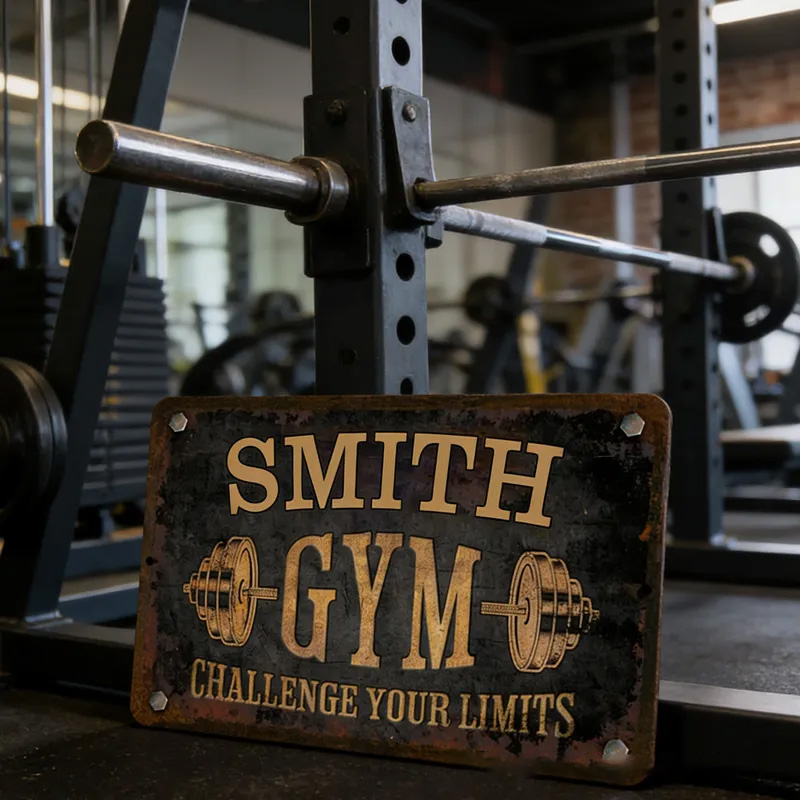 Personalized Home Gym Sign Metal Wall Door Signage Fitness Room Decor Vintage Retro Tin Plaque for Gym Lovers