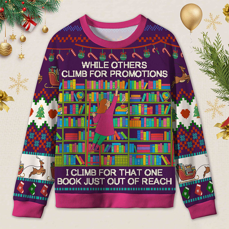 Personalized Book Passion Ugly Sweater Office Holiday Party Gift for Librarians