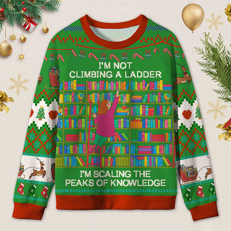 Personalized Knowledge Explorer Ugly Sweater Office Holiday Party Gift for Librarians