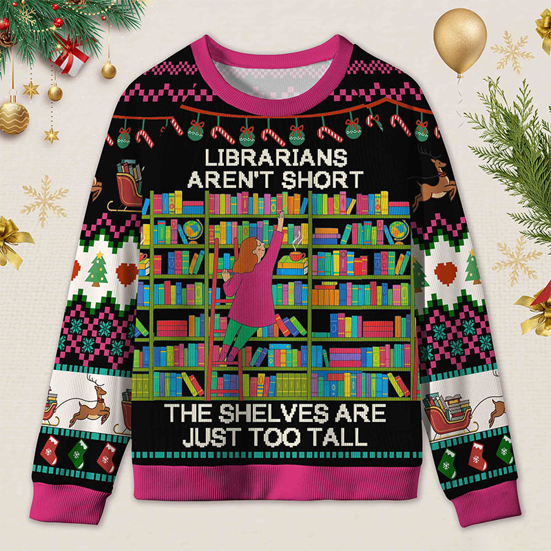 Personalized Shelf Crawler Funny Ugly Sweater Office Holiday Party Gift for Librarians