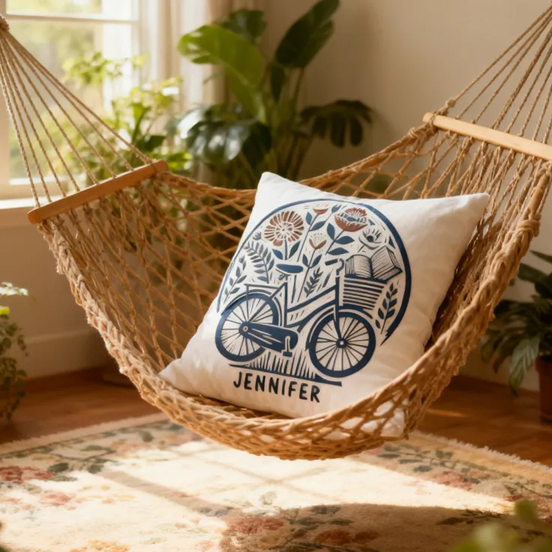 Personalised Floral Book Lover Bike Cushion Pillow for Biker Cycling Riding Lovers
