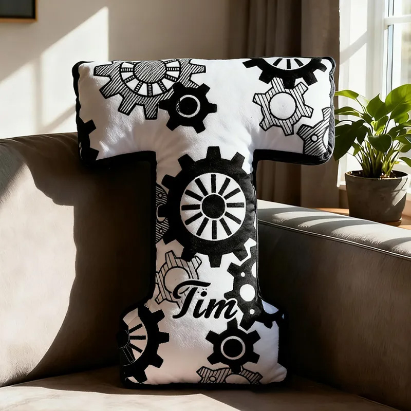 Personalized Cycling Gear Letter Pillow Graphic 3D Print Funny Letter Pillow Black And White Name Pillow Comfortable Travel Cushion for Riders Riding Lovers