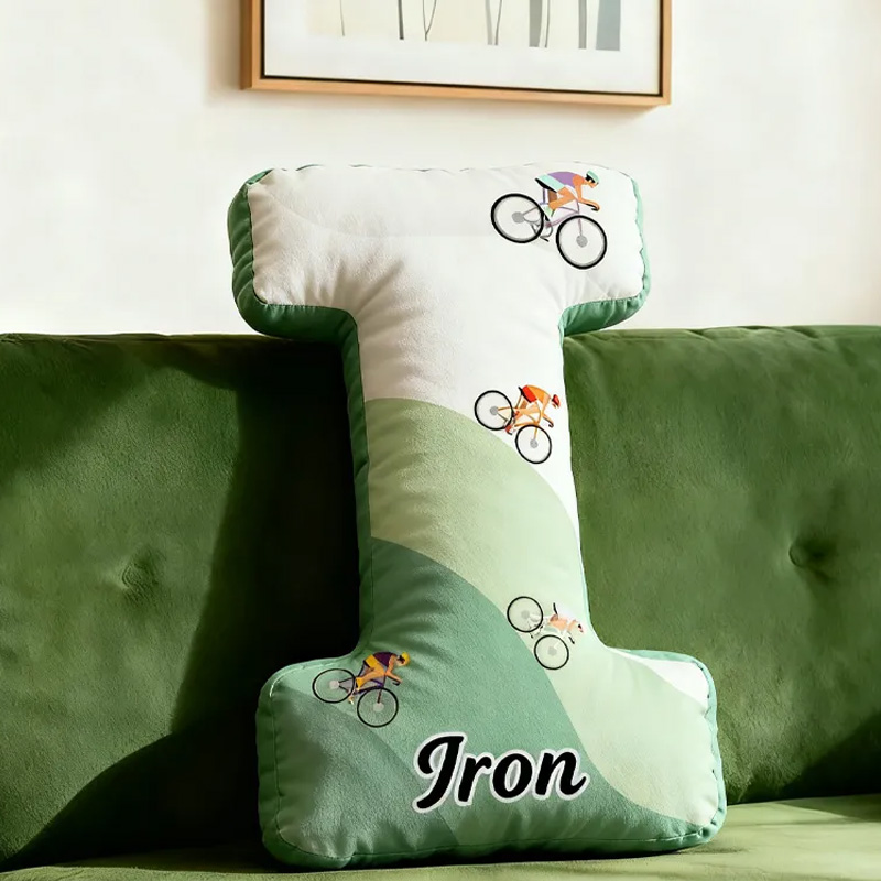 Personalized Retro Road Cycling Letter Pillow Graphic 3D Print Funny Letter Pillow Name Pillow Comfortable Travel Cushion for Riders Riding Lovers