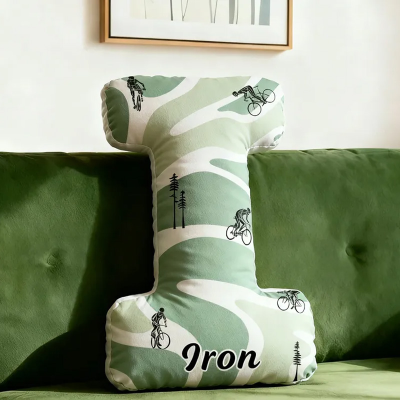 Personalized Retro Cycling Letter Pillow Graphic 3D Print Funny Letter Pillow Name Pillow Comfortable Travel Cushion for Riders Riding Lovers