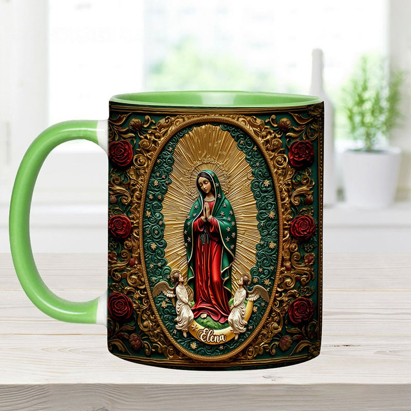 Personalized Our Lady of Guadalupe Ceramic Mug with Name Religious Inspirational Gift Catholic Gift for Women