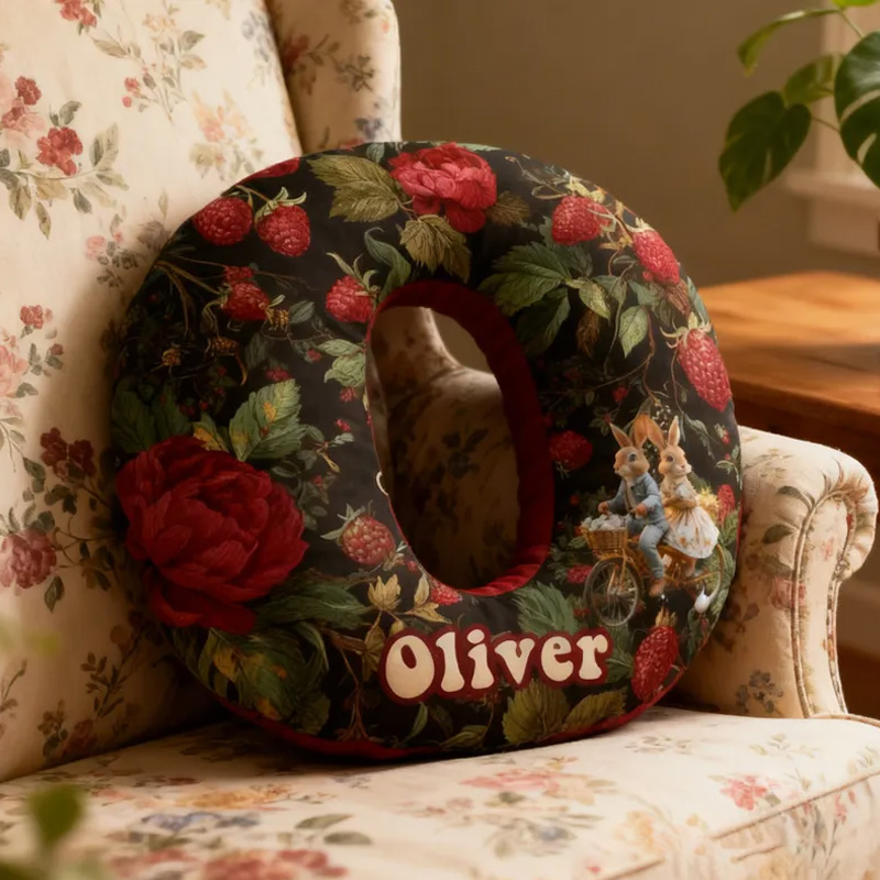 Personalized Floral Bicycle Letter Pillow Custom Name Festive Decor with Bicycle French Countryside Gifts for Family Graphic 3D Print Cycling Riding Lovers