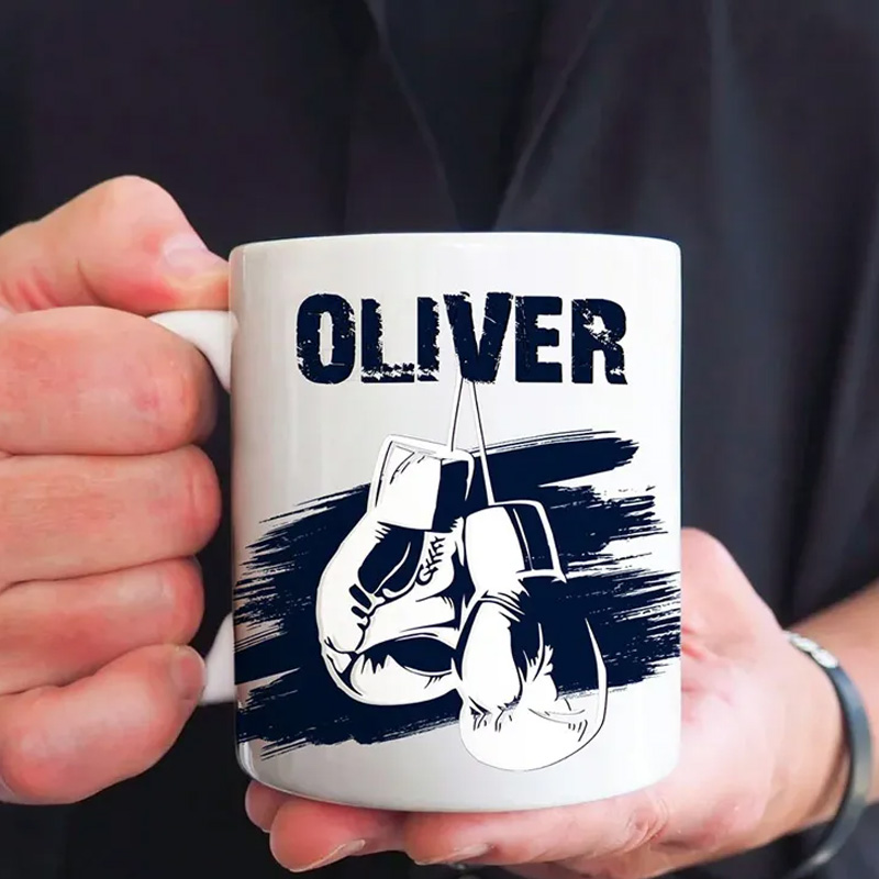 Personalized Mug Multicolour Boxing Glove Design Ceramic Mug with Name Birthday Holiday Gift for Sports Boxing Lovers