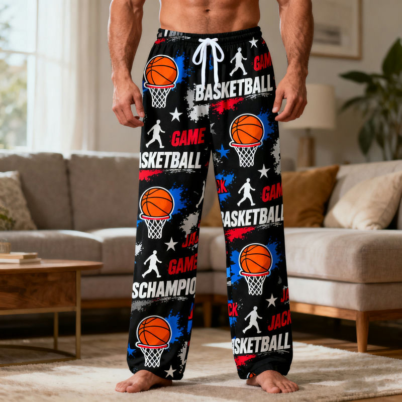 Personalized Basketball Lounge Pants with Custom Name and Sports Design for Basketball Enthusiast