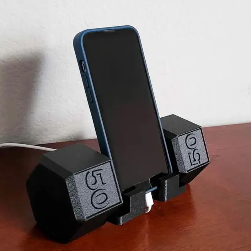 Personalized Stay Fit Focused Dumbbell Phone Stand for Desk Perfect Gift for Personal Trainer or Fitness Enthusiast Gym Lovers