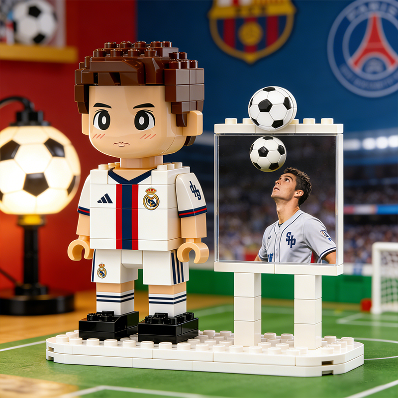 Personalized Custom Soccer Player Brick Figure & Photo Display Set – Personalized Football Fan Collectible