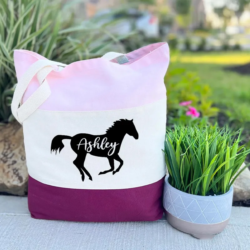 Personalized Horse Tote Bag Horse Lover Gift for Equestrian Riding Lovers