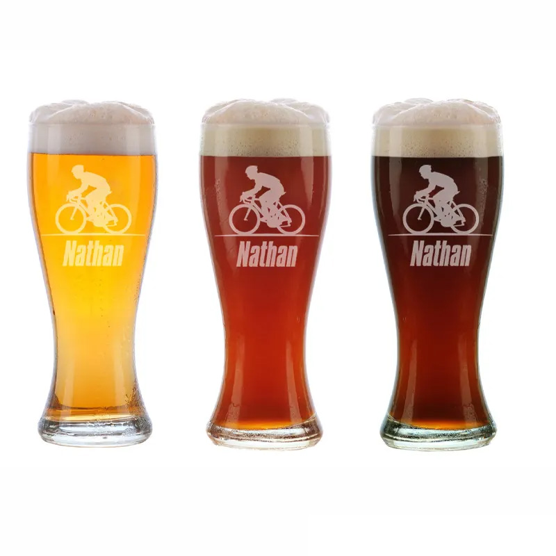 Personalized Biker Pint Glasses Whiskey Wine Beer Glassware Gift Cyclist Engraved Pint Glass for Cycling Lovers