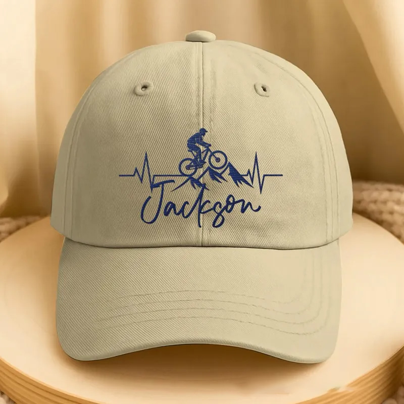 Personalized Mountain Biking Embroidered Cap Cycling Embroidered Hat Custom Name Gift