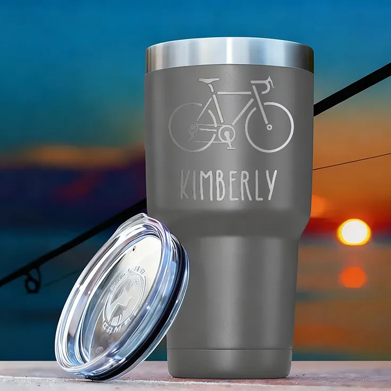 Personalized Engraved Bicycle Tumbler by Lifetime Creations Gift for Cycling Cyclist Biking Insulated Coffee Travel Mug Bike Stainless Steel Cup