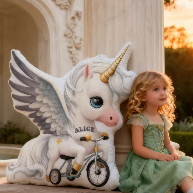 Personalized Angel Princess Pillow Cozy Dreaming Wing Princess Graphic 3D Print French Court Pillow Name Pillow Comfortable Travel Cushion for Kids Girls Riding Lovers