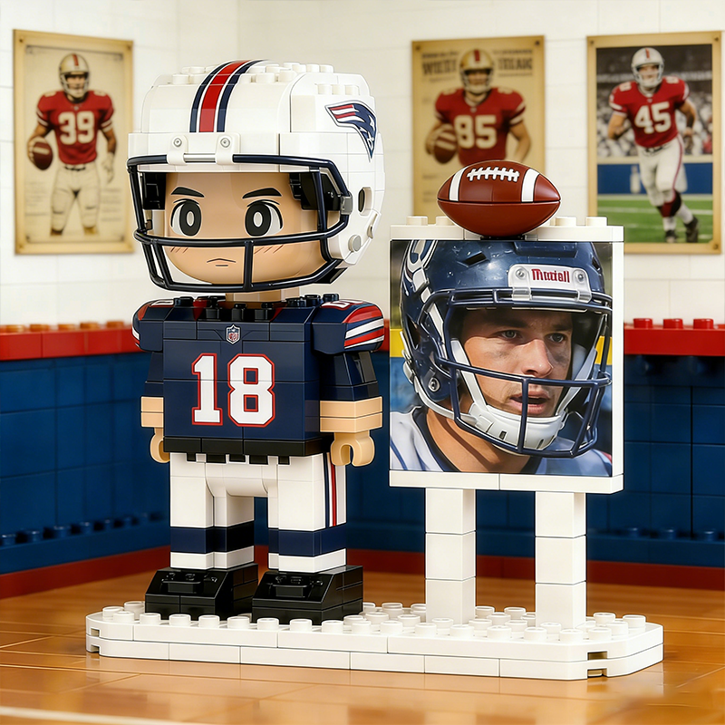 Custom NFL Football Player Brick Figure & Photo Display – Personalized Sports Collectible for NFL Fans