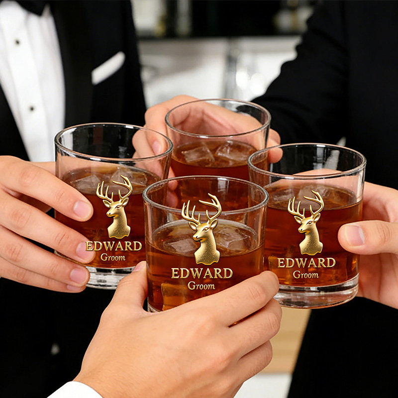 Personalized Men's Whiskey Glasses Groomsman Bachelor Favors Whiskey Glasses Custom Whiskey Cup for Men Groomsmen Proposal Cup