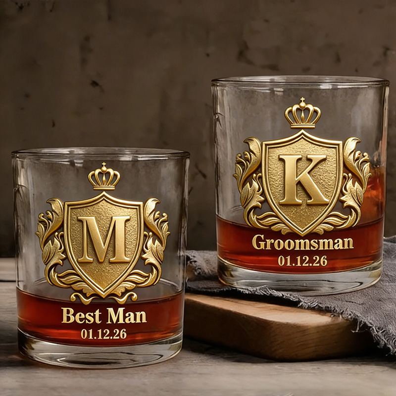 Personalized Monogrammed Men's Whiskey Glasses Groomsman Glasses Cup Bachelor Party Whiskey Glasses Best Man Gift Groom Gift