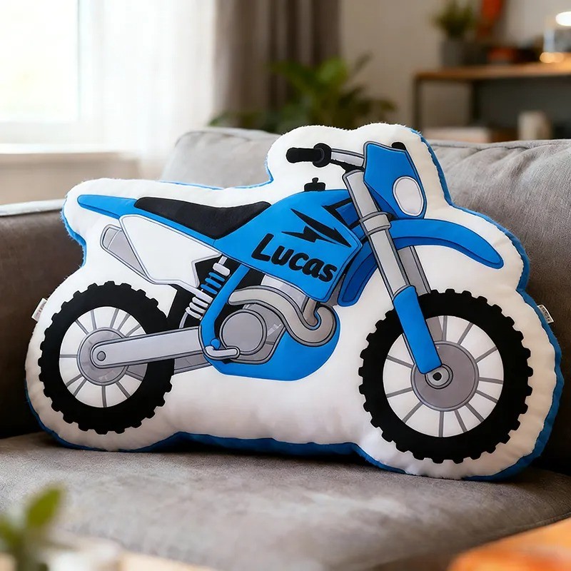 Personalized Motorcycle Pillow Custom Name 3D Graphic Print Cushion Gift