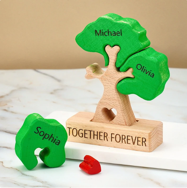 Personalized Family Tree Puzzle Wooden Home Sweet Home Decor Unique Housewarming Gift Custom Family Keepsake for New Home Living Room Decoration