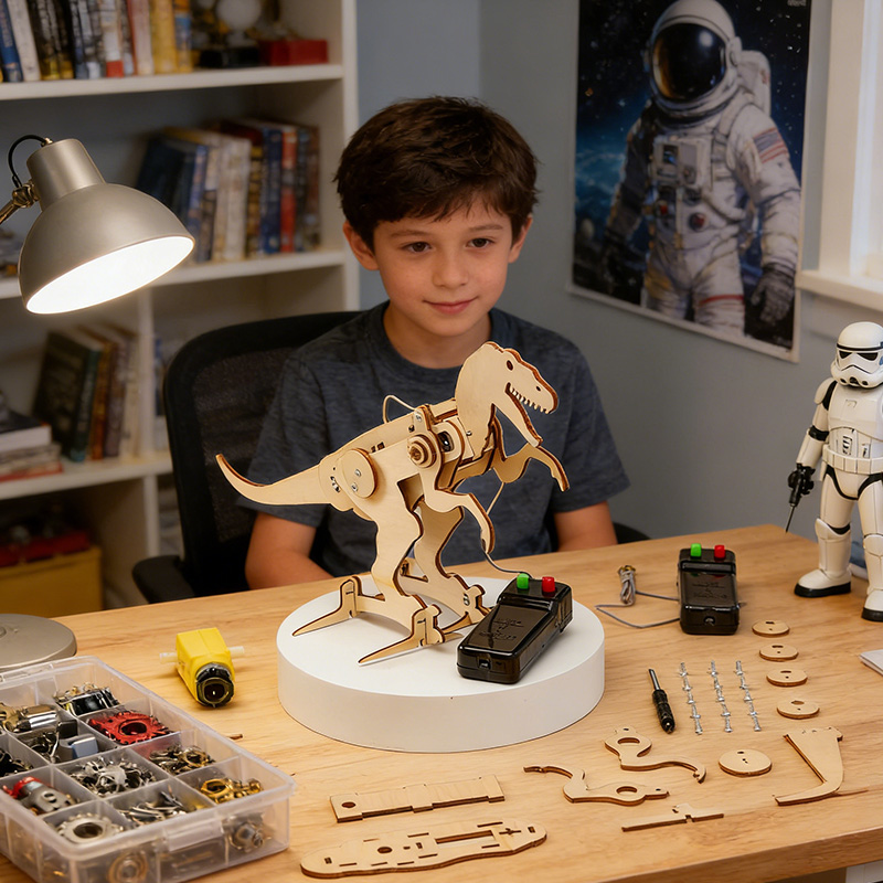 Personized  DIY Kit Dinosaur T-Rex Robot  Educational STEM Toy for Kids Fun Science Crafts Toy Boy Girl Gift For Kid gift Modern Nursery Bedroom