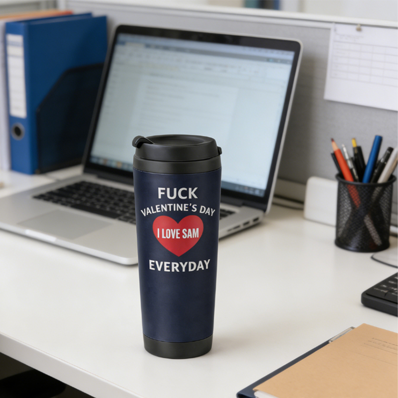 Personalized Couple Tumbler Fuck Valentine’s Day but I Love You Everyday Stainless Steel Engraved Heat Retention Gift for Lovers