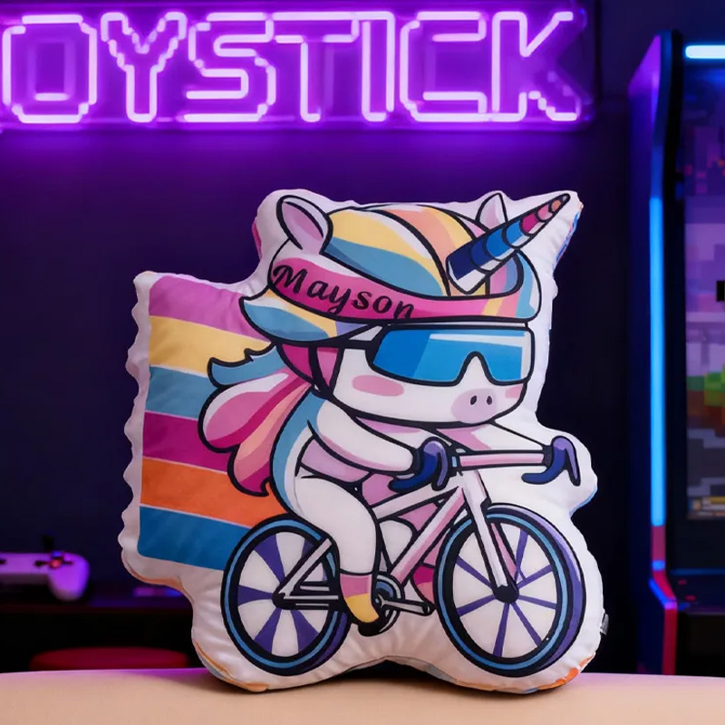 Personalized Cyberpunk Bike Pillow Cozy Graphic 3D Print Gamer Pillow Name Pillow Comfortable Travel Cushion for Kids Girls Riding Lovers