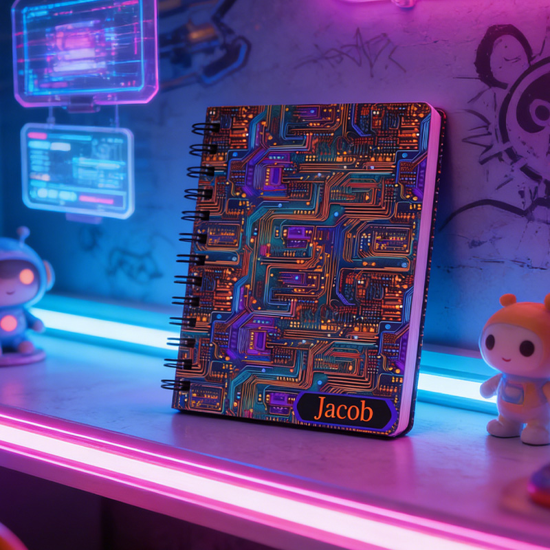 Personalized High Tech Spiral Notebook Colorful Circuit Board Design Engineer Electrician for Geek Lover