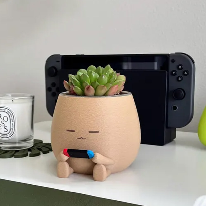 Personalized 3D Printed TOT with a Game Controller Planter Pot Cozy Gaming Cute Desk Decor Gaming Airplant Succulent Holder Gift for Gamer Geek Lover